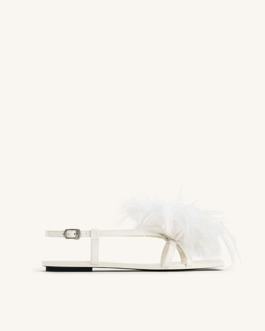 Fluffy Flats Sandals - White | JW PEI