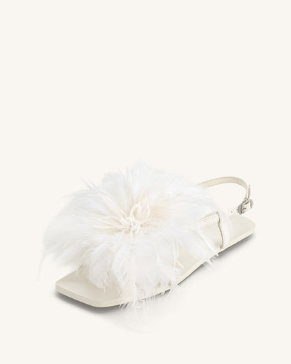 Fluffy Flats Sandals - White | JW PEI