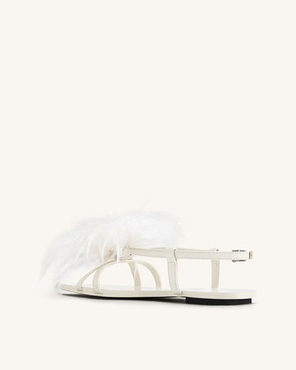 Fluffy Flats Sandals - White | JW PEI