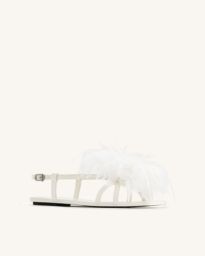 Fluffy Flats Sandals - White | JW PEI