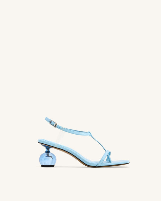 Charlotte Strappy Heels with Spherical Heel - Sky Blue | JW PEI