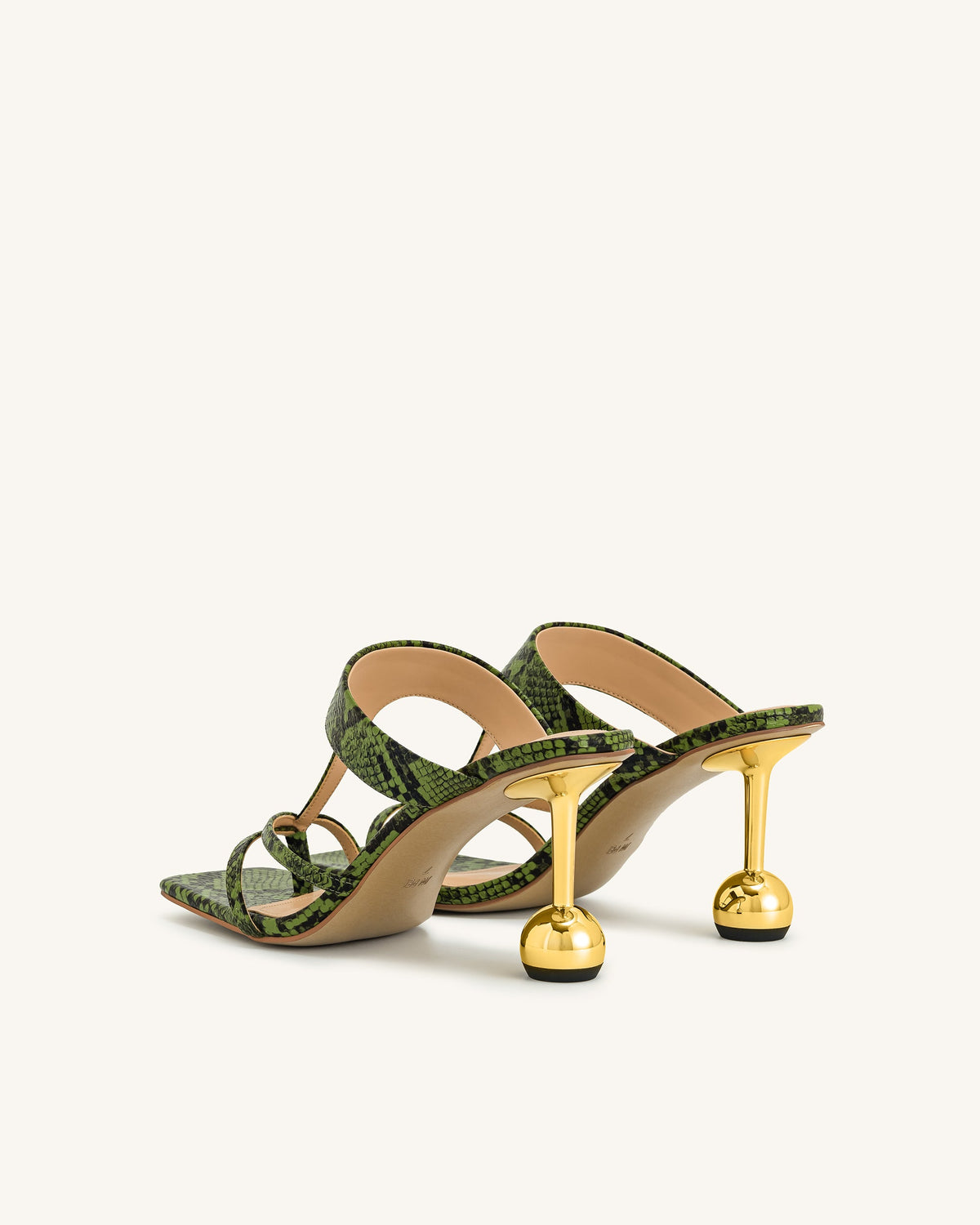 Cora Snakeskin Heeled Flip Flops - Green | JW PEI