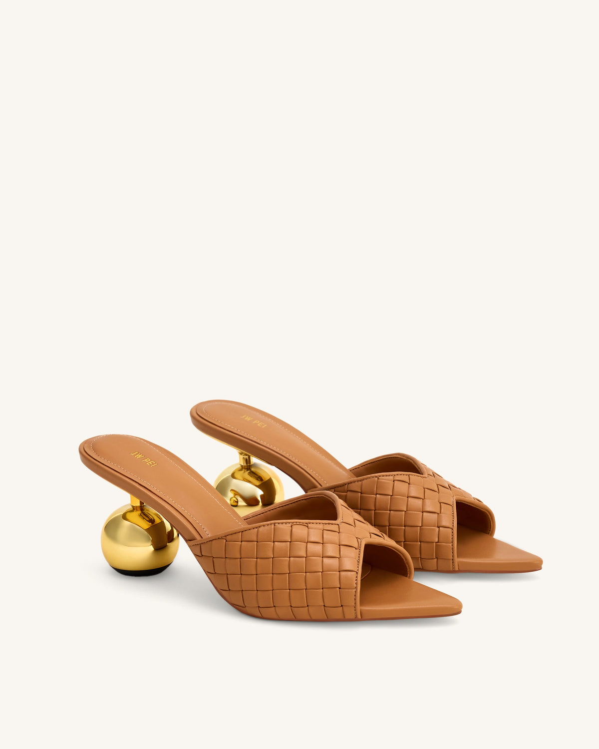 Ellie Braided Sphere Heel Mules - Khaki | JW PEI
