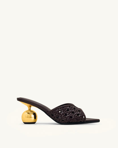 Ellie Woven Sphere Heel Mules - Deep Burgundy | JW PEI