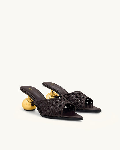 Ellie Woven Sphere Heel Mules - Deep Burgundy | JW PEI