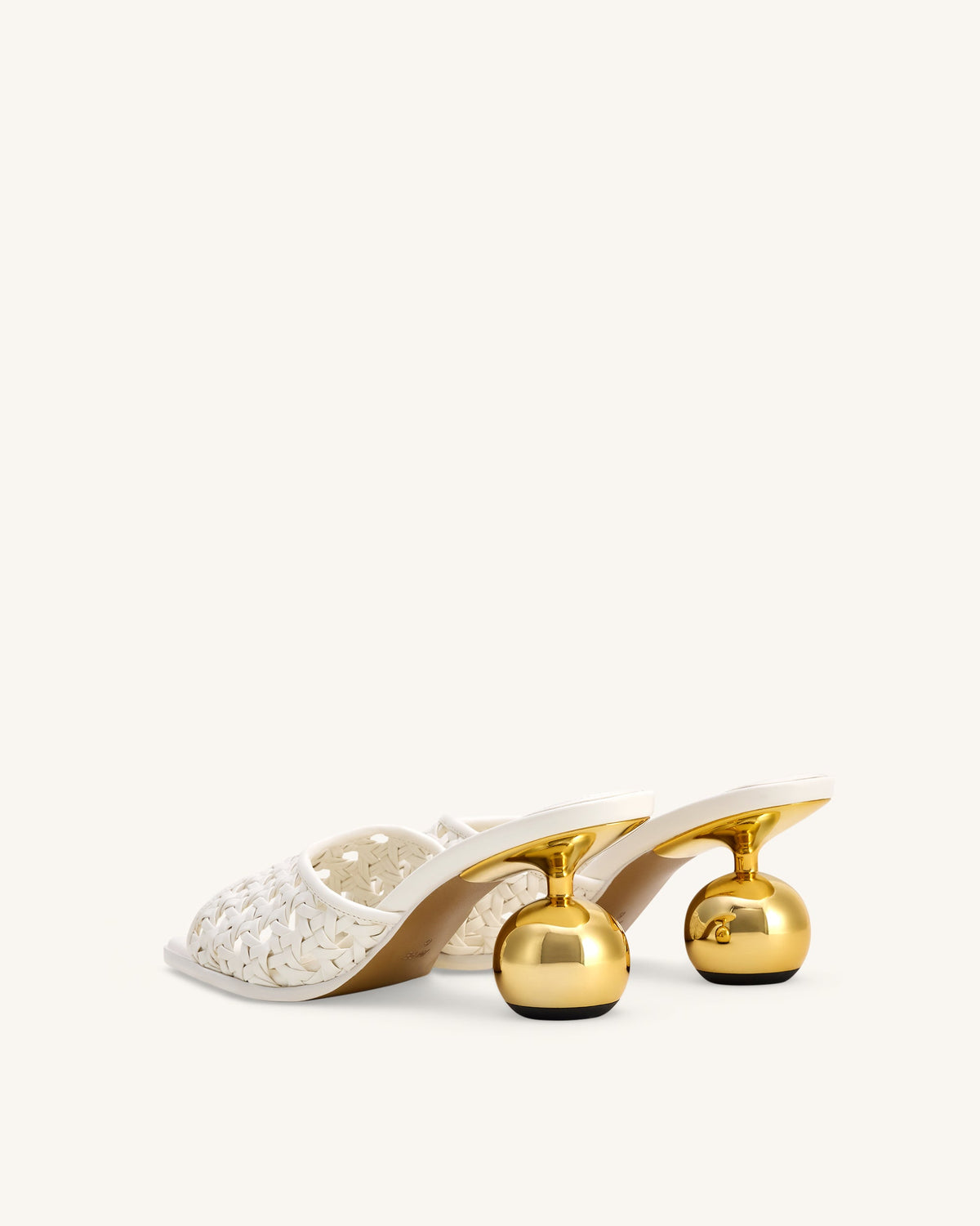 Ellie Woven Sphere Heel Mules - White | JW PEI