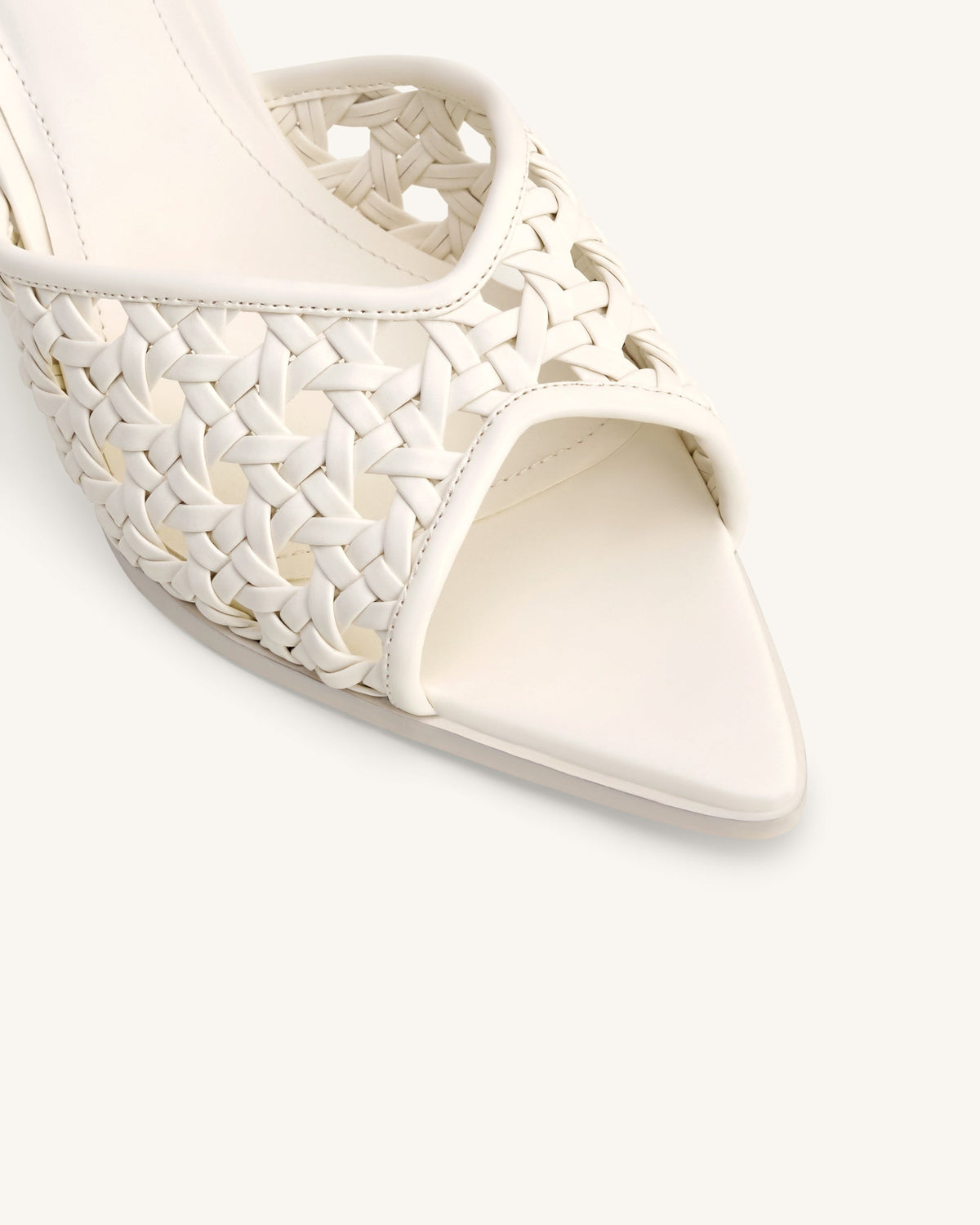 Ellie Woven Sphere Heel Mules - White | JW PEI