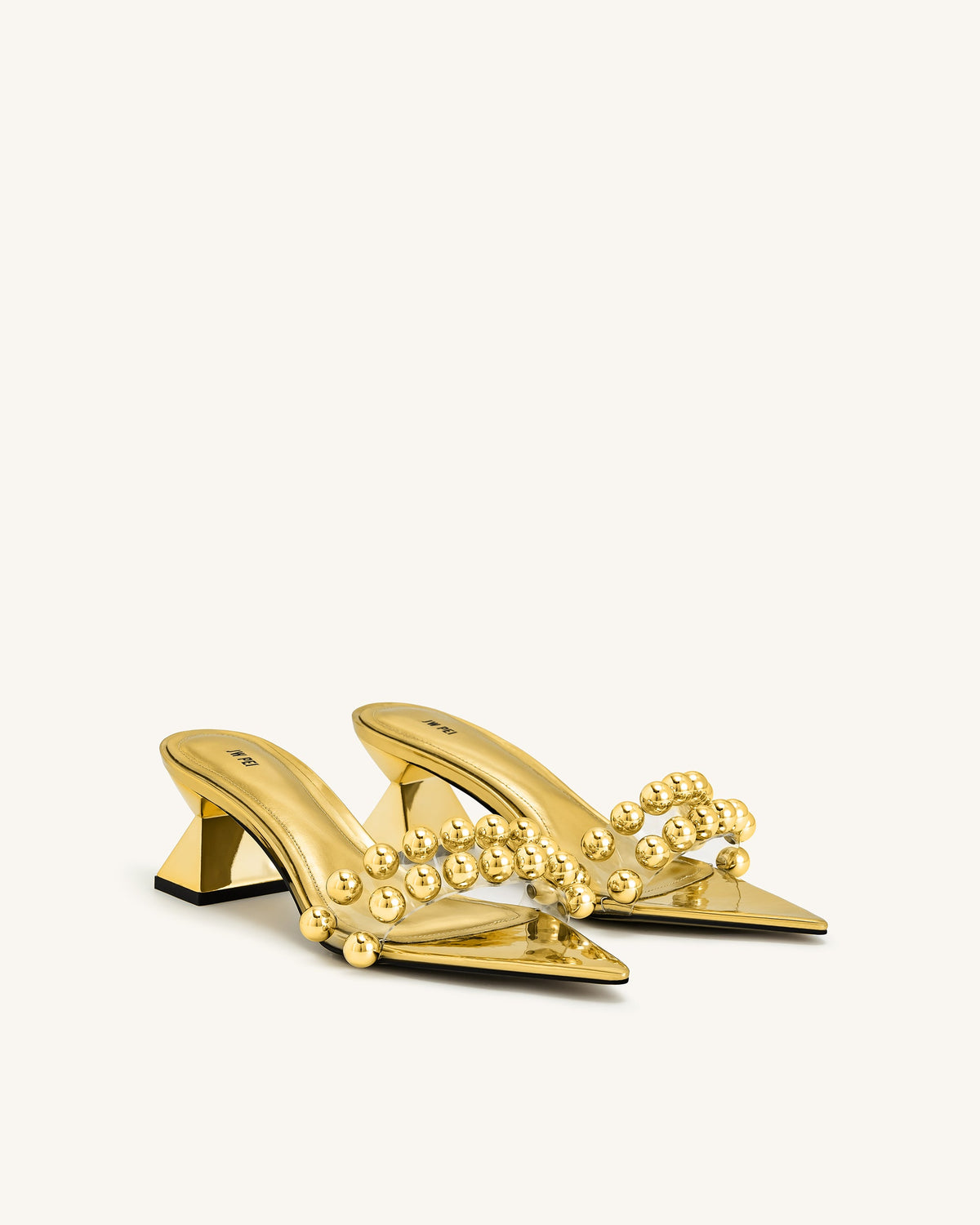 Gianna Beaded Strap Mules - Gold | JW PEI