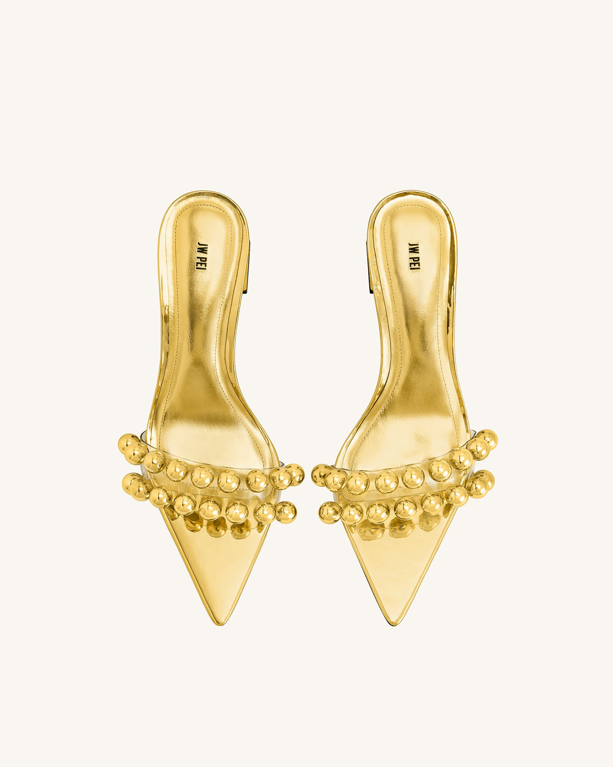 Gianna Beaded Strap Mules - Gold | JW PEI
