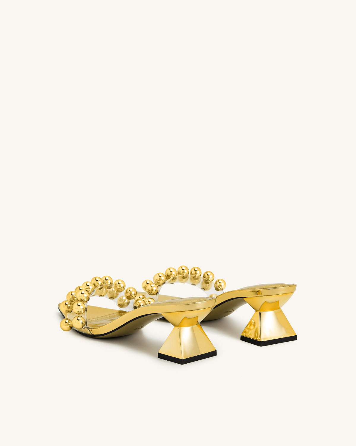 Gianna Beaded Strap Mules - Gold | JW PEI