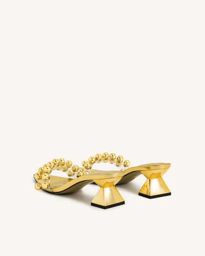 Gianna Beaded Strap Mules - Gold | JW PEI