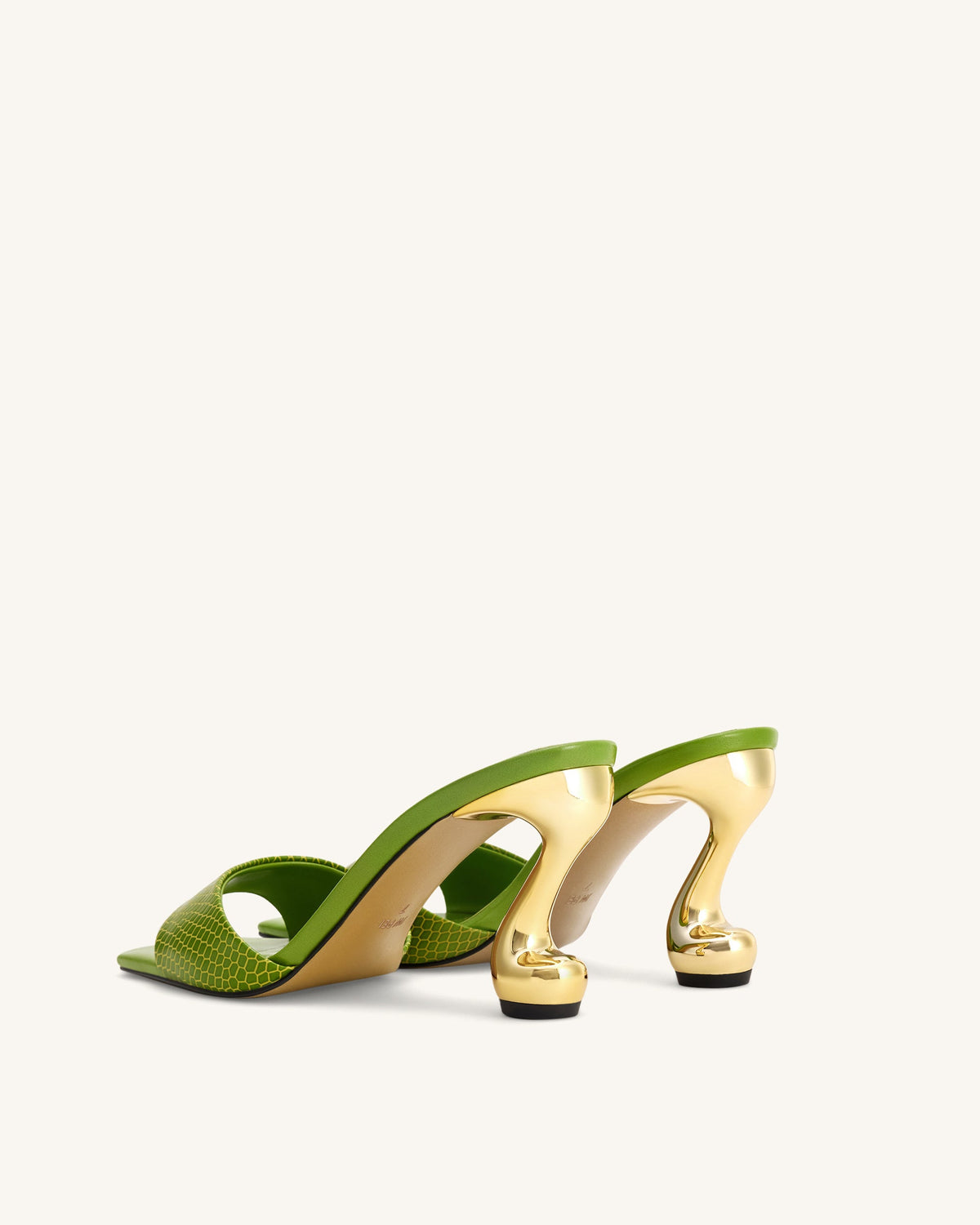 Hannah Snakeskin Heel Mules - Green | JW PEI