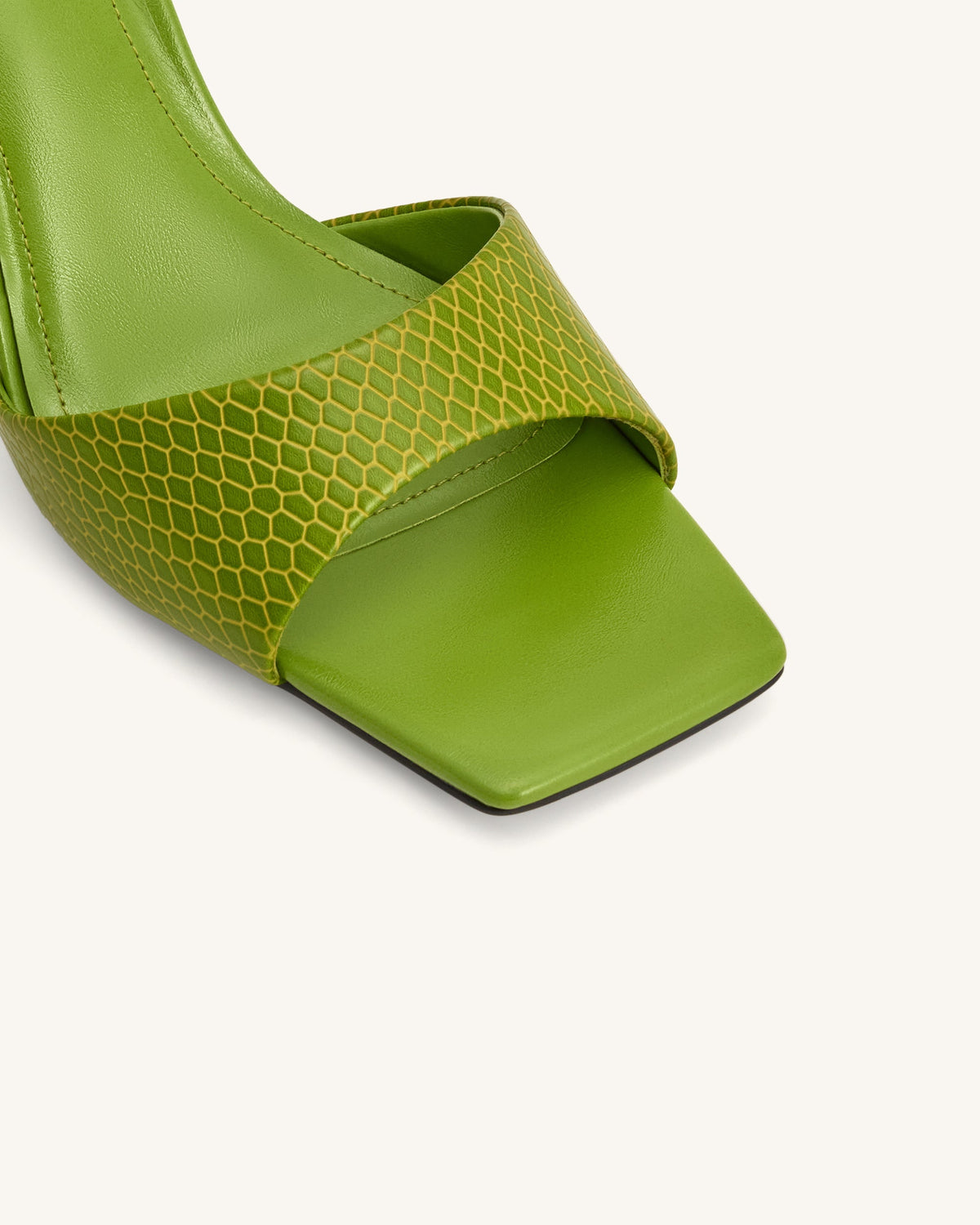 Hannah Snakeskin Heel Mules - Green | JW PEI