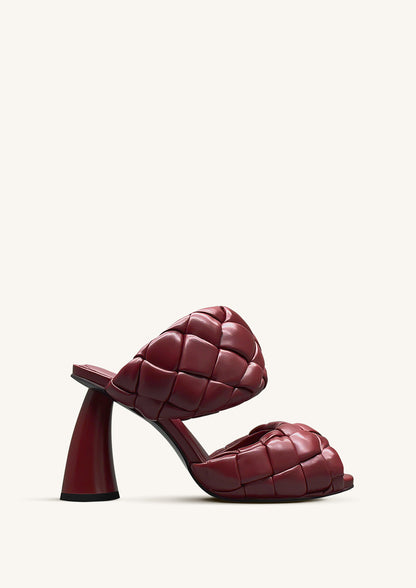 Lillian Weave Leather Heel Mules – Burgundy | JW PEI