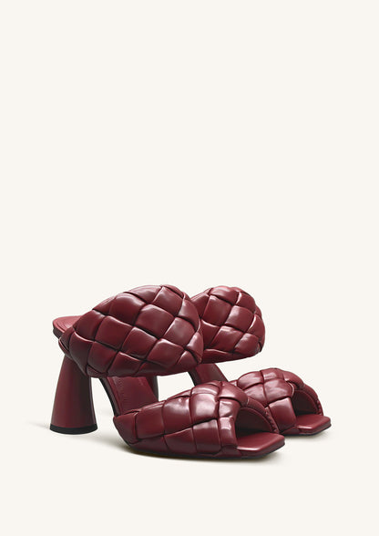Lillian Weave Leather Heel Mules – Burgundy | JW PEI