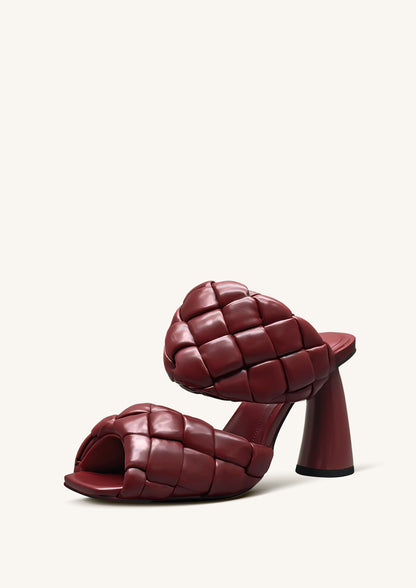 Lillian Weave Leather Heel Mules – Burgundy | JW PEI