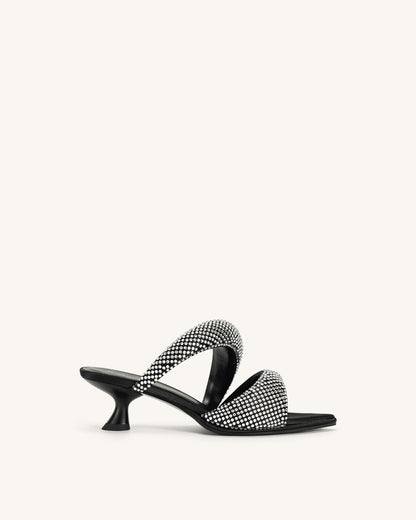 Sara Mule Artificial Crystal - Black | JW PEI