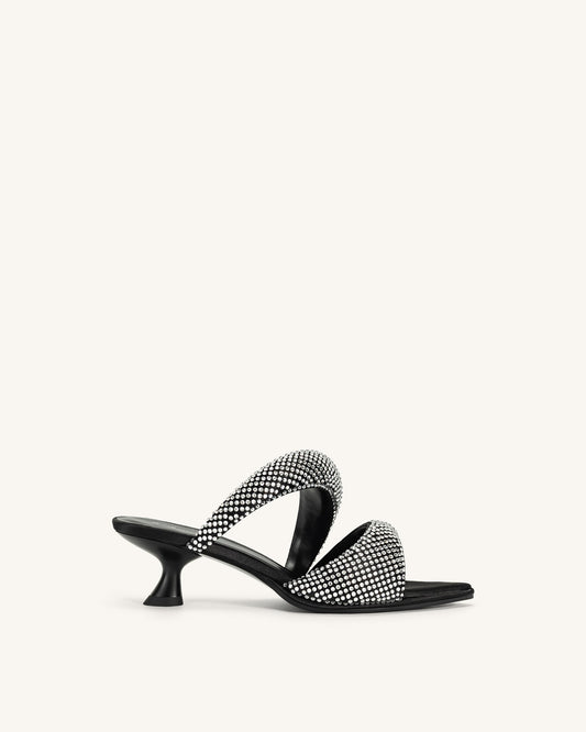 Sara Mule Artificial Crystal - Black | JW PEI