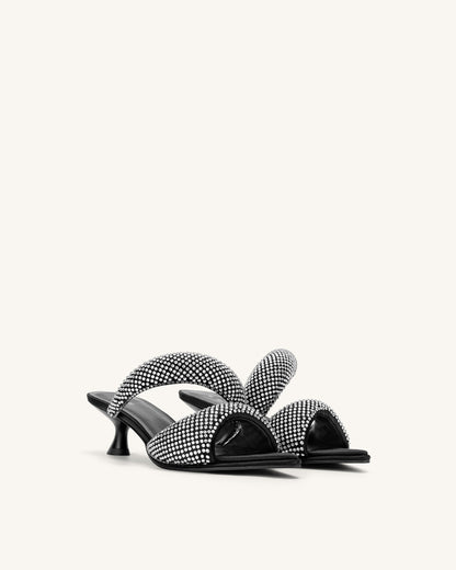 Sara Mule Artificial Crystal - Black | JW PEI