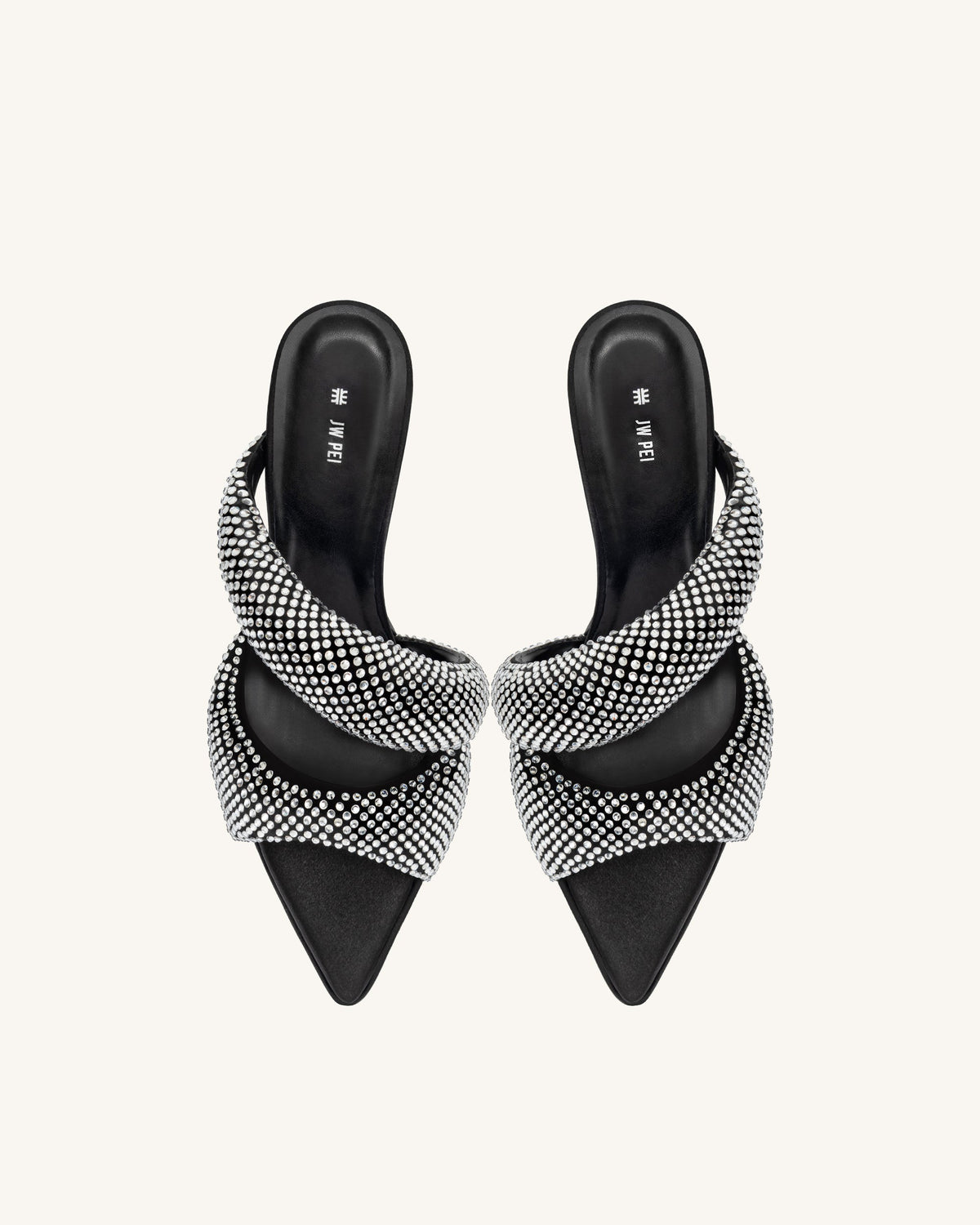 Sara Mule Artificial Crystal - Black | JW PEI