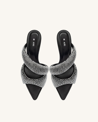 Sara Mule Artificial Crystal - Black | JW PEI