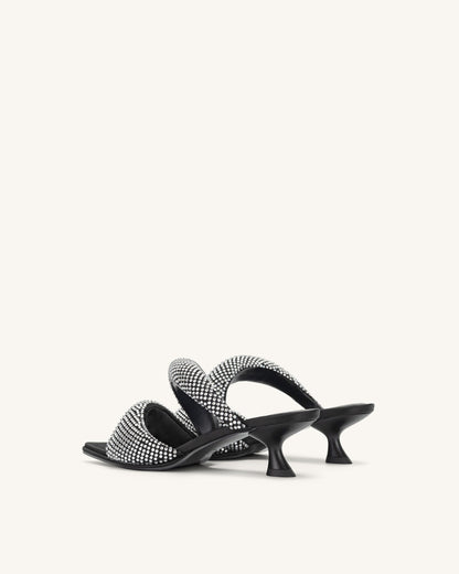Sara Mule Artificial Crystal - Black | JW PEI