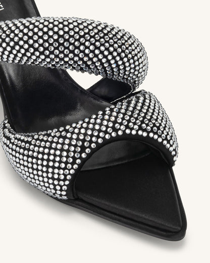 Sara Mule Artificial Crystal - Black | JW PEI