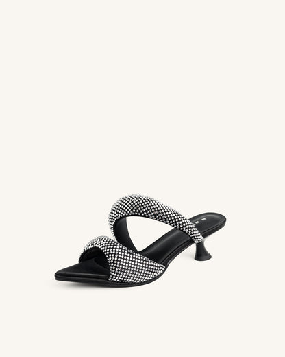 Sara Mule Artificial Crystal - Black | JW PEI