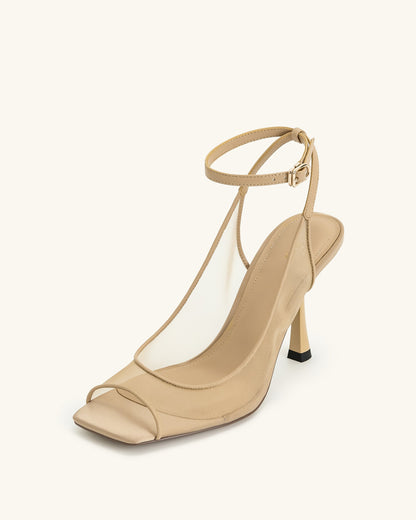Serenity Open Toe Mesh Slingback Sandals - Khaki | JW PEI
