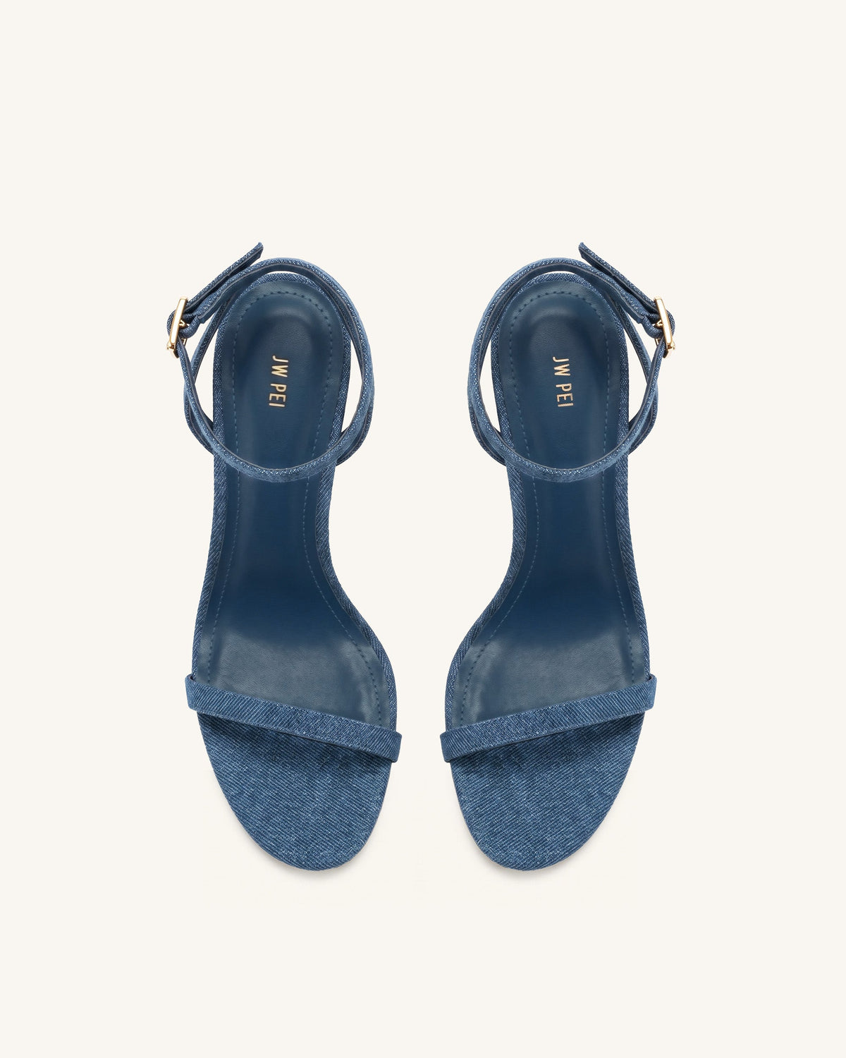 Alivia Gold Metal Heel Sandals - Denim Blue | JW PEI