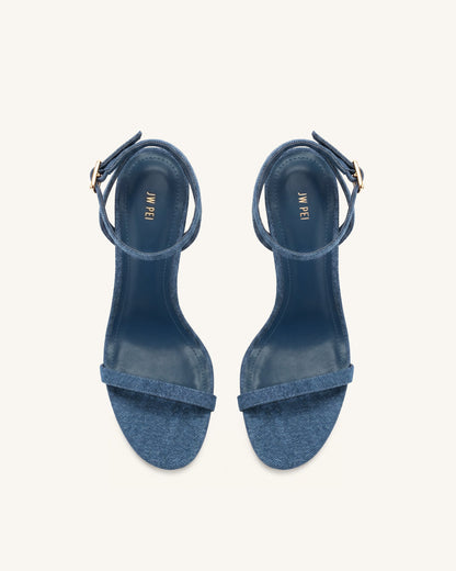 Alivia Gold Metal Heel Sandals - Denim Blue | JW PEI