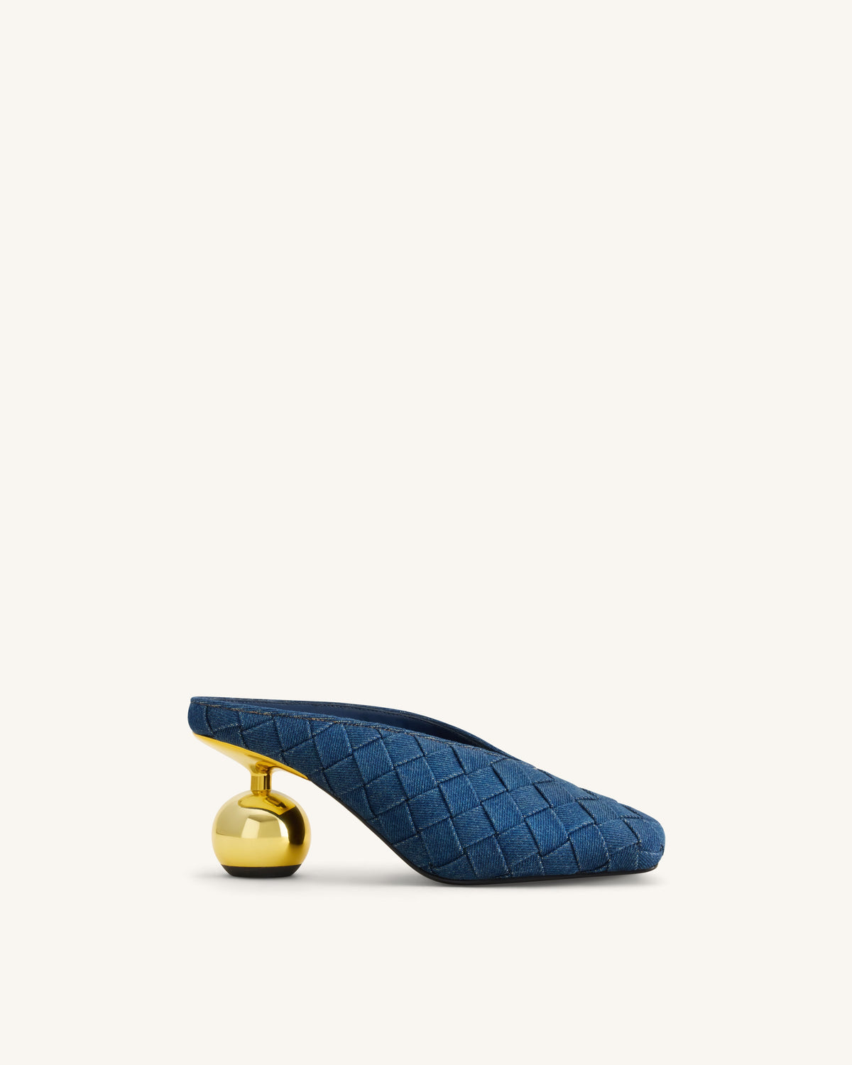 Ellie Woven Square-Toe Mule Heels - Denim Blue | JW PEI