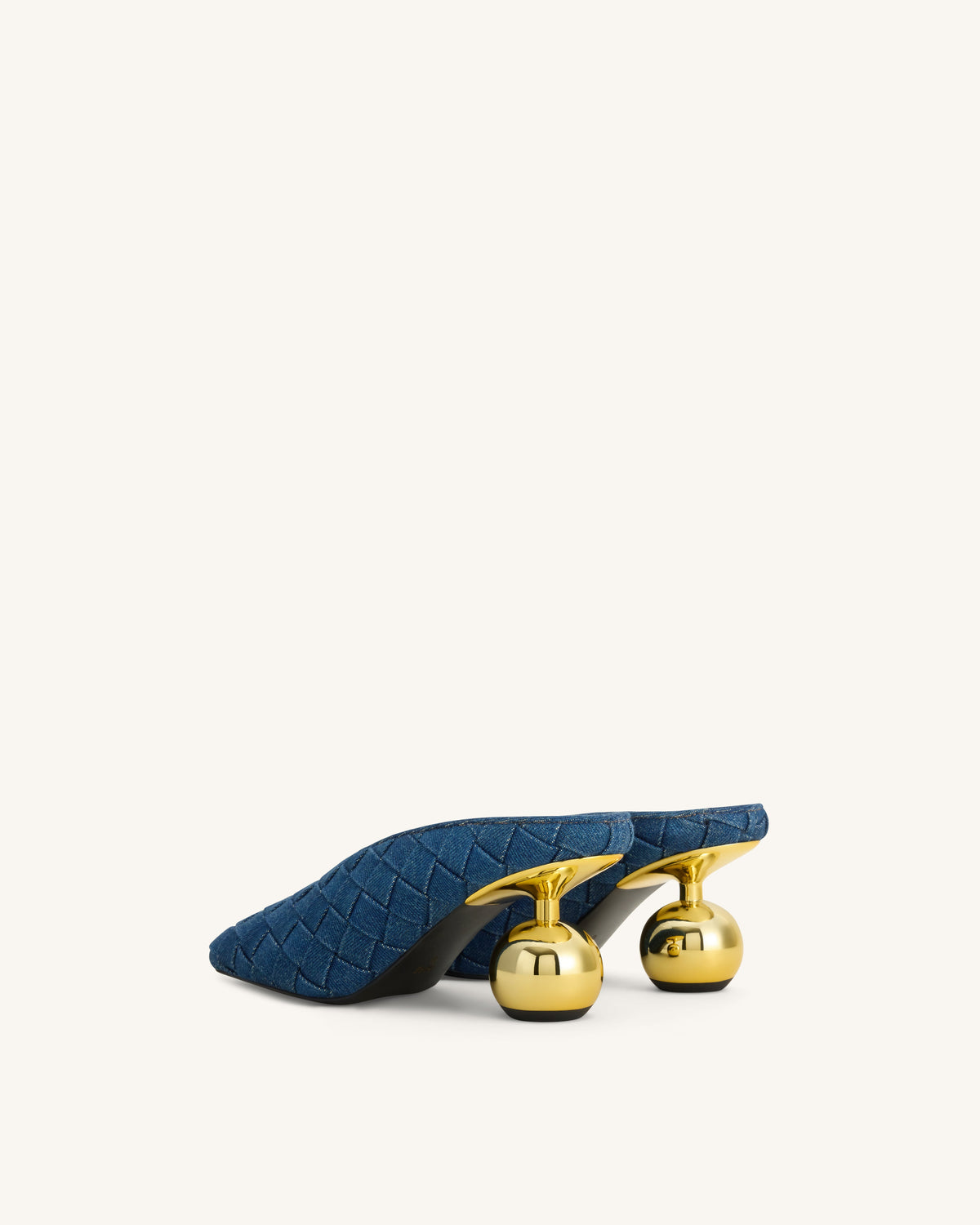 Ellie Woven Square-Toe Mule Heels - Denim Blue | JW PEI