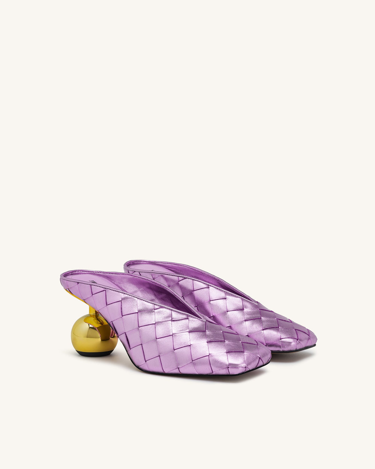 Ellie Woven Square-Toe Mule Heels - Purple | JW PEI