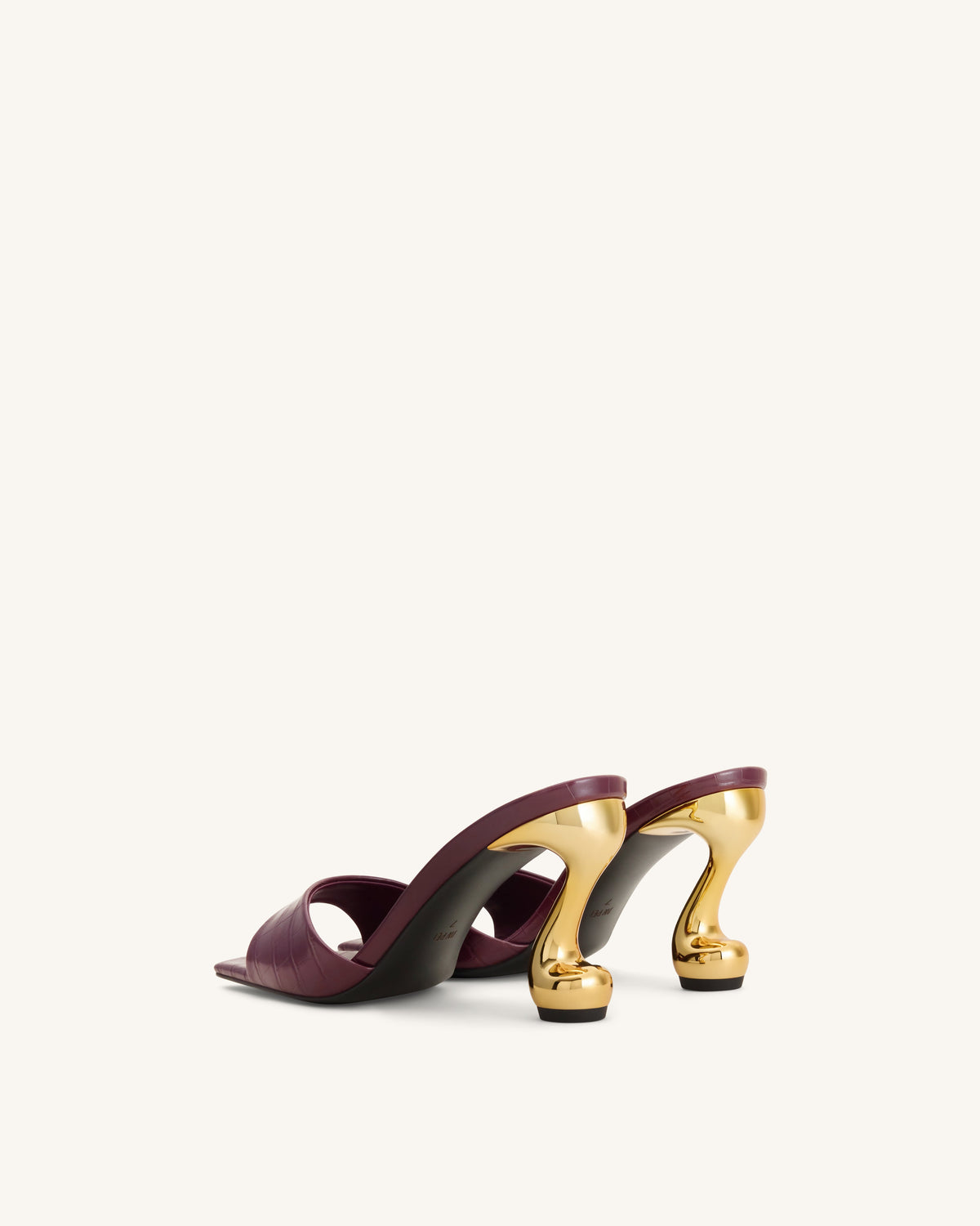 Hannah Croc-Embossed Heel Mules - Burgundy | JW PEI