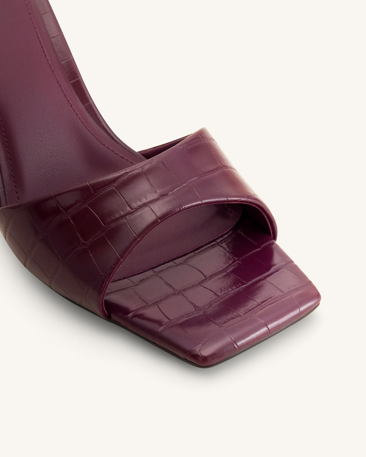 Hannah Croc-Embossed Heel Mules - Burgundy | JW PEI