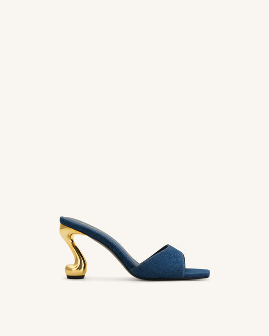 Hannah Denim Mule Heels - Denim Blue | JW PEI