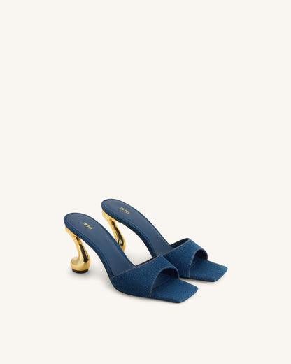 Hannah Denim Mule Heels - Denim Blue | JW PEI