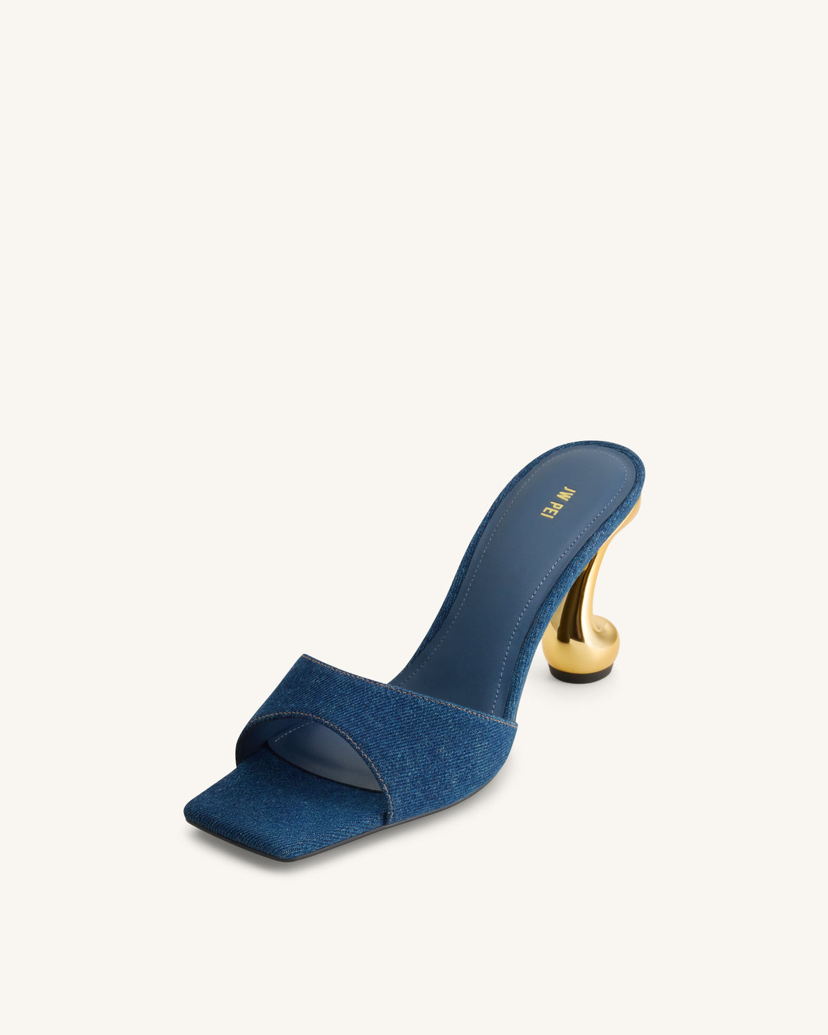 Hannah Denim Mule Heels - Denim Blue | JW PEI
