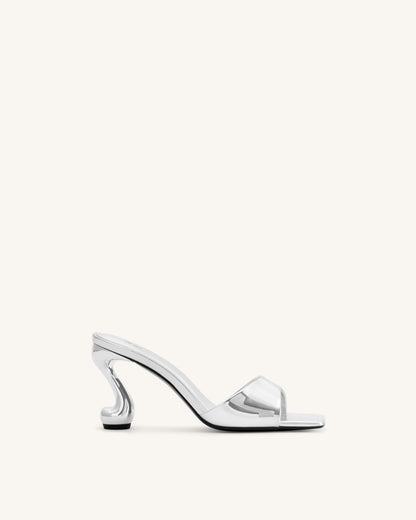 Hannah Metallic Faux Leather Mule Heels - Silver | JW PEI