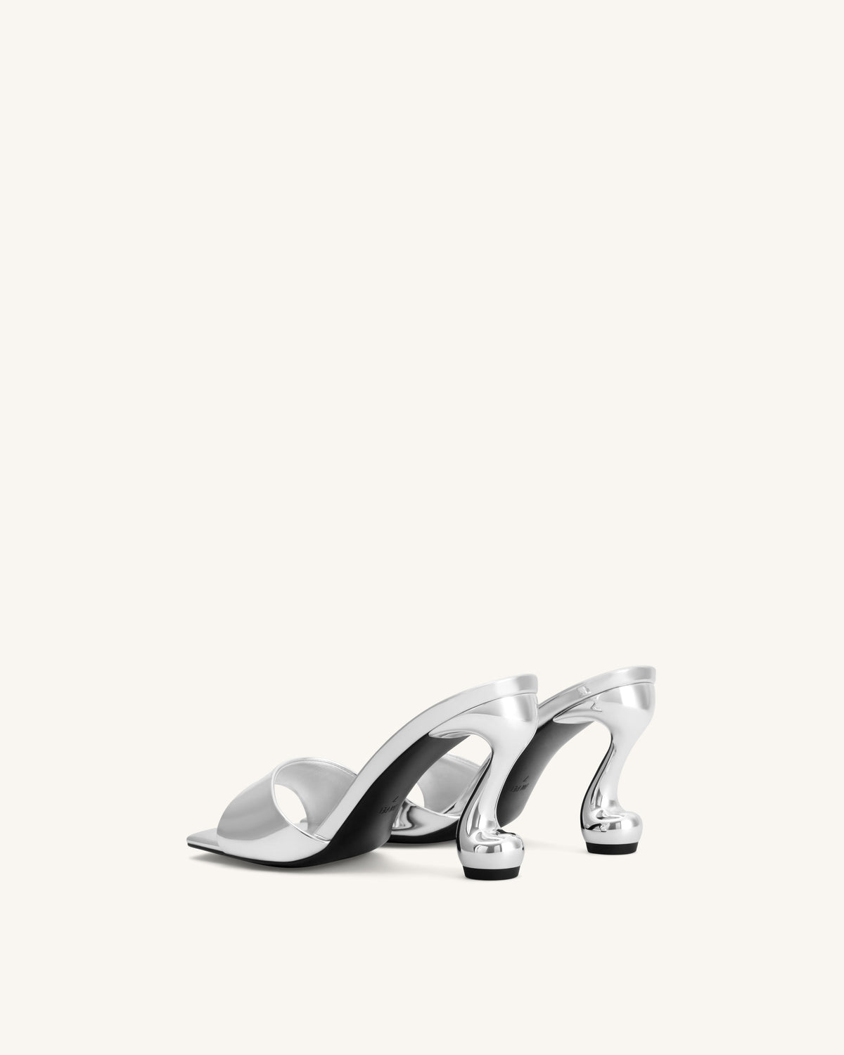 Hannah Metallic Faux Leather Mule Heels - Silver | JW PEI