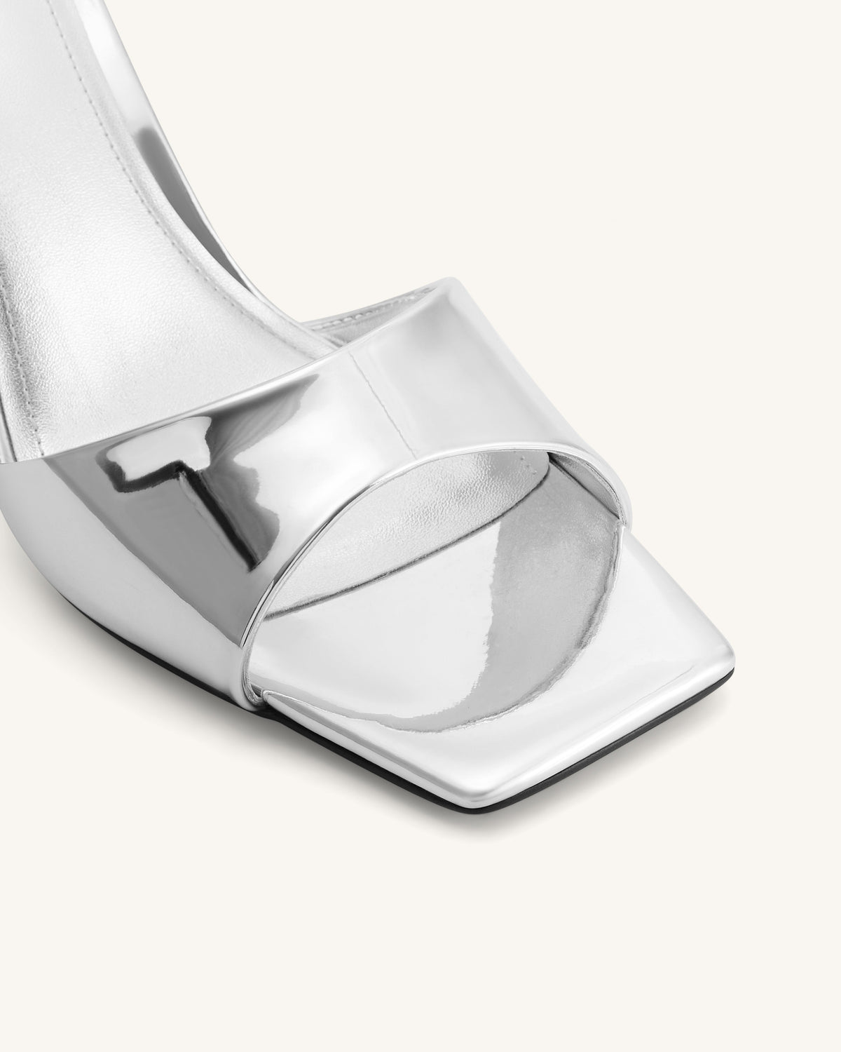 Hannah Metallic Faux Leather Mule Heels - Silver | JW PEI