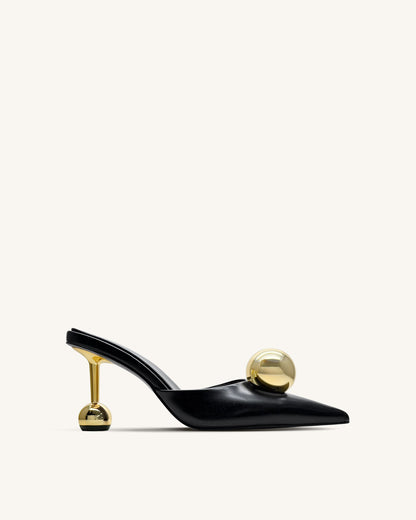 Sofia Sphere Heel Mules - Black | JW PEI