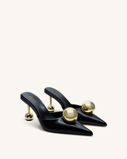 Sofia Sphere Heel Mules - Black | JW PEI
