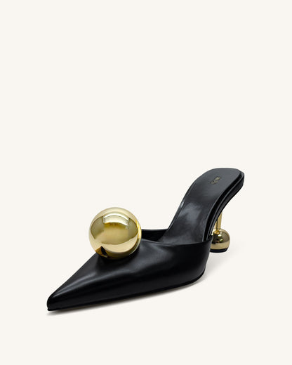 Sofia Sphere Heel Mules - Black | JW PEI