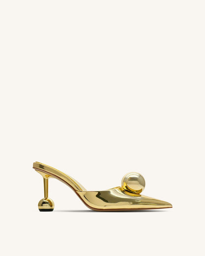 Sofia Sphere Heel Mules - Gold | JW PEI