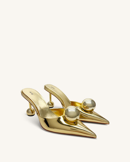 Sofia Sphere Heel Mules - Gold | JW PEI