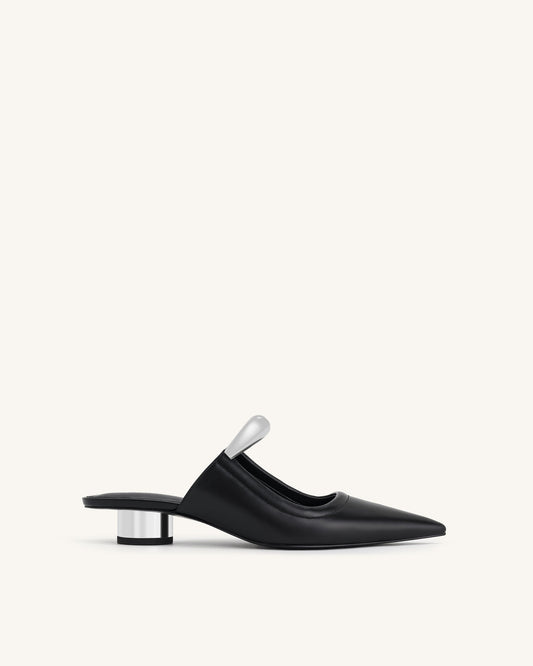 Helena Pierced Mules - Black | JW PEI