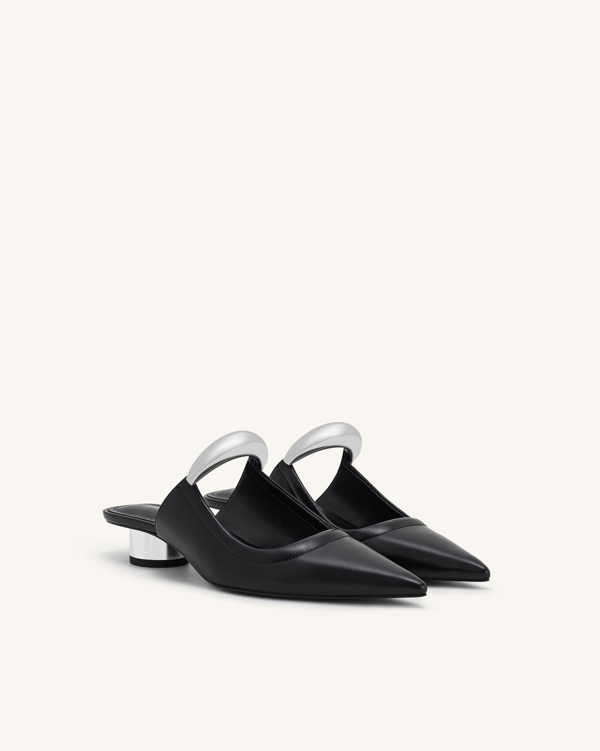 Helena Pierced Mules - Black | JW PEI