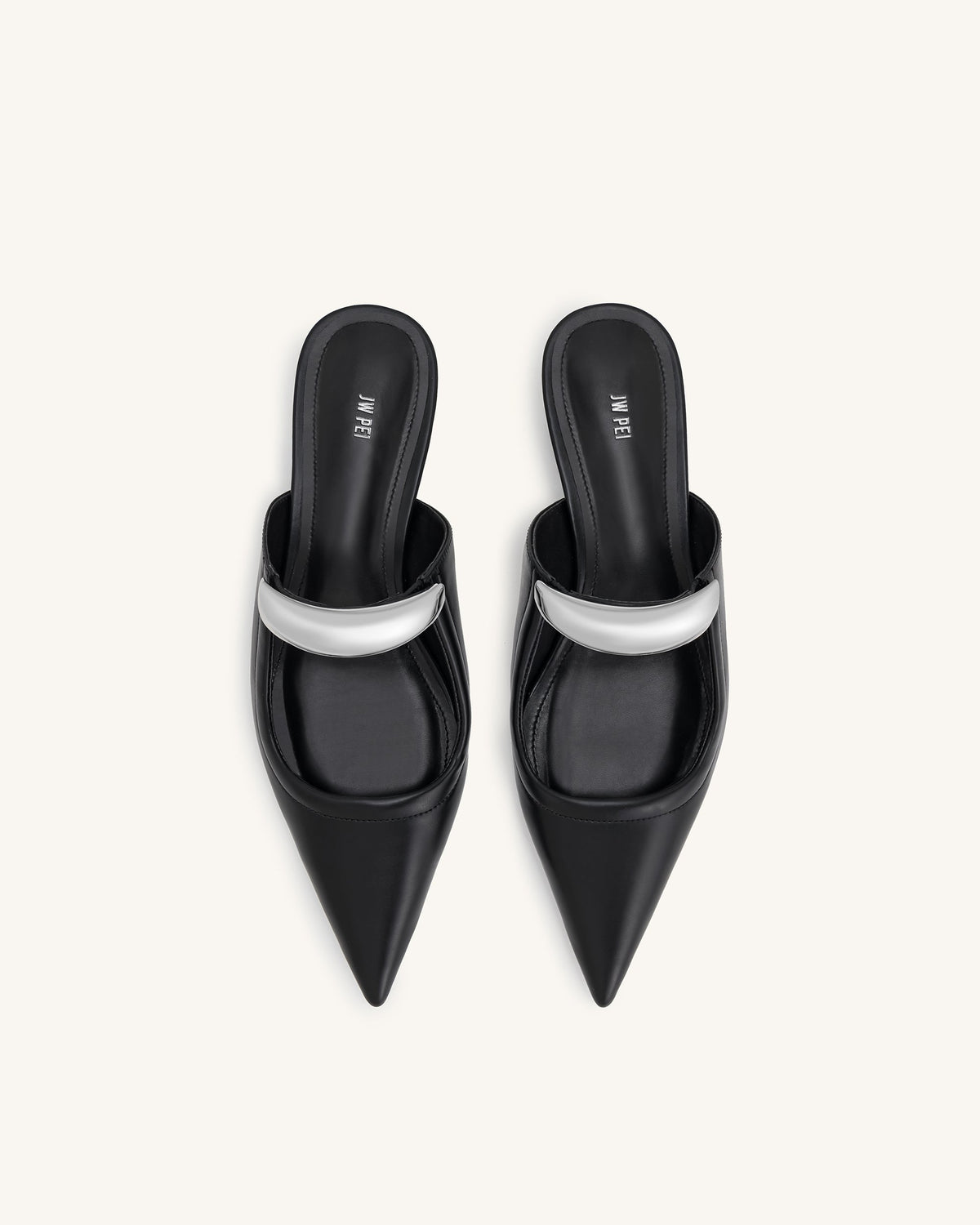 Helena Pierced Mules - Black | JW PEI